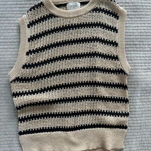 DISSH Black and Beige Striped Knit Top